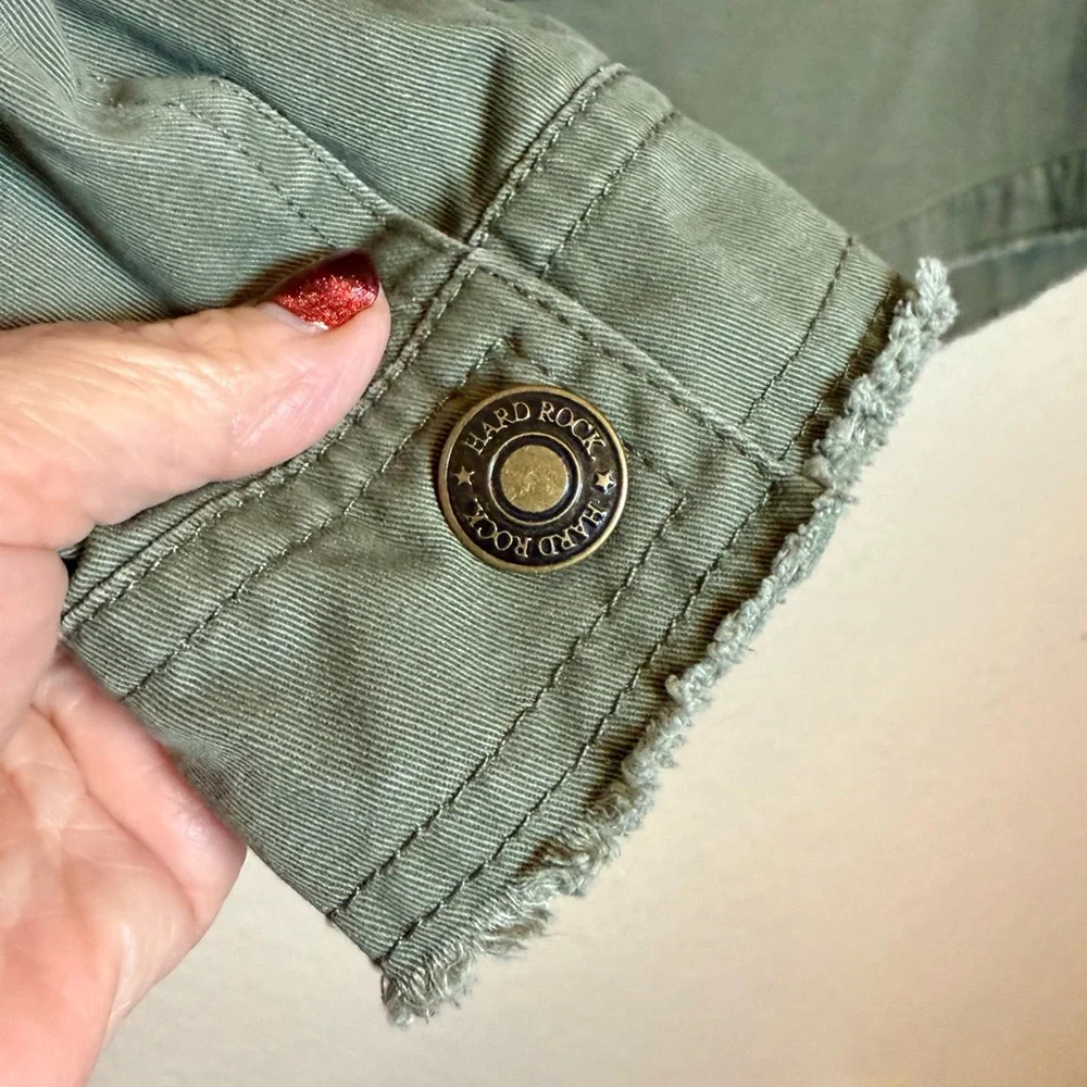 Hard Rock Laura Be Military Army Jacket With Patches Green Size Small